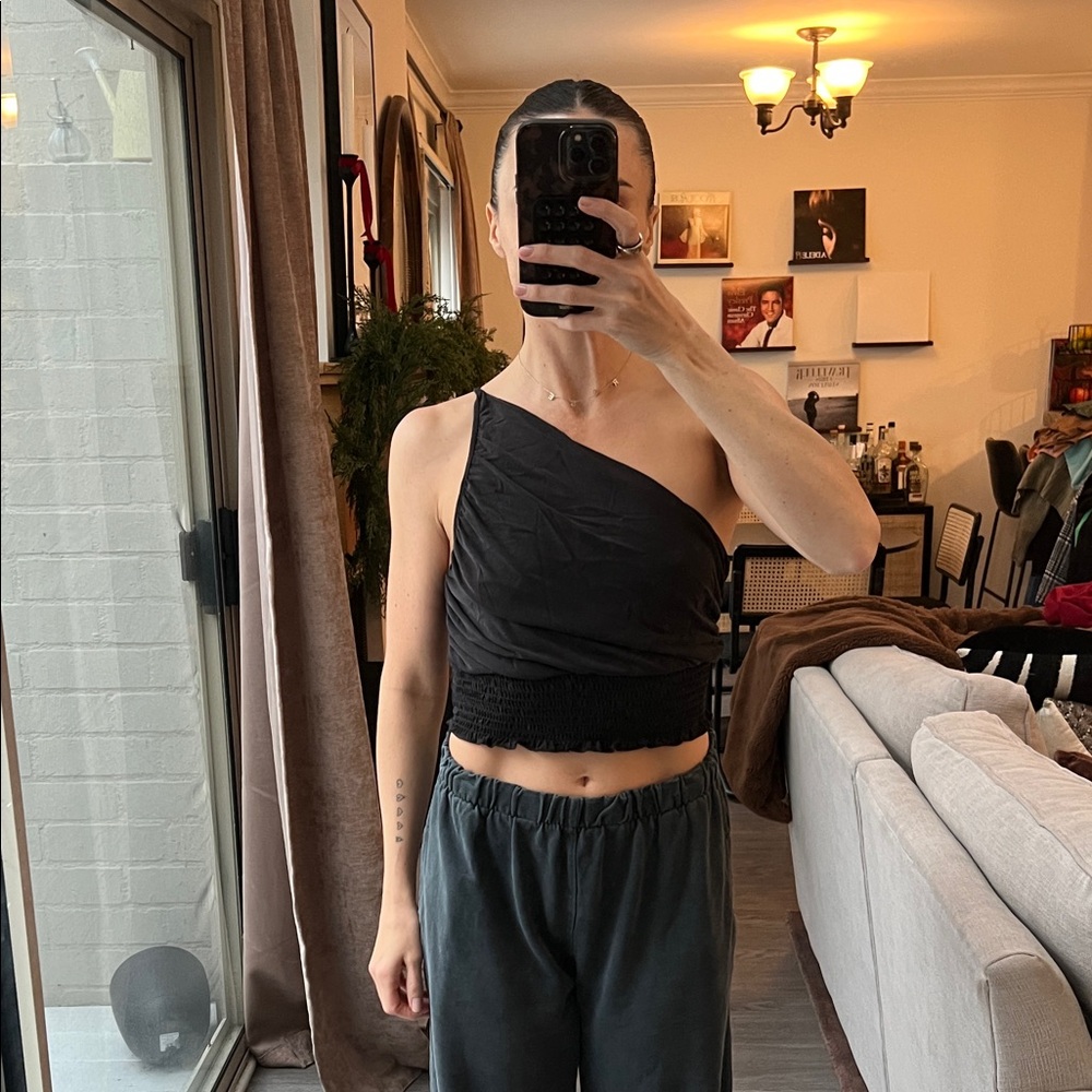 Urban Outfitters Black One-Shoulder Crop Top